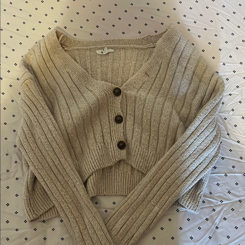 Cozy Beige Button-Up Sweater